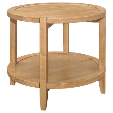  Coaster Furniture Camillo 709697 Round Solid Wood Side End Table - Maple Brown IMAGE 1