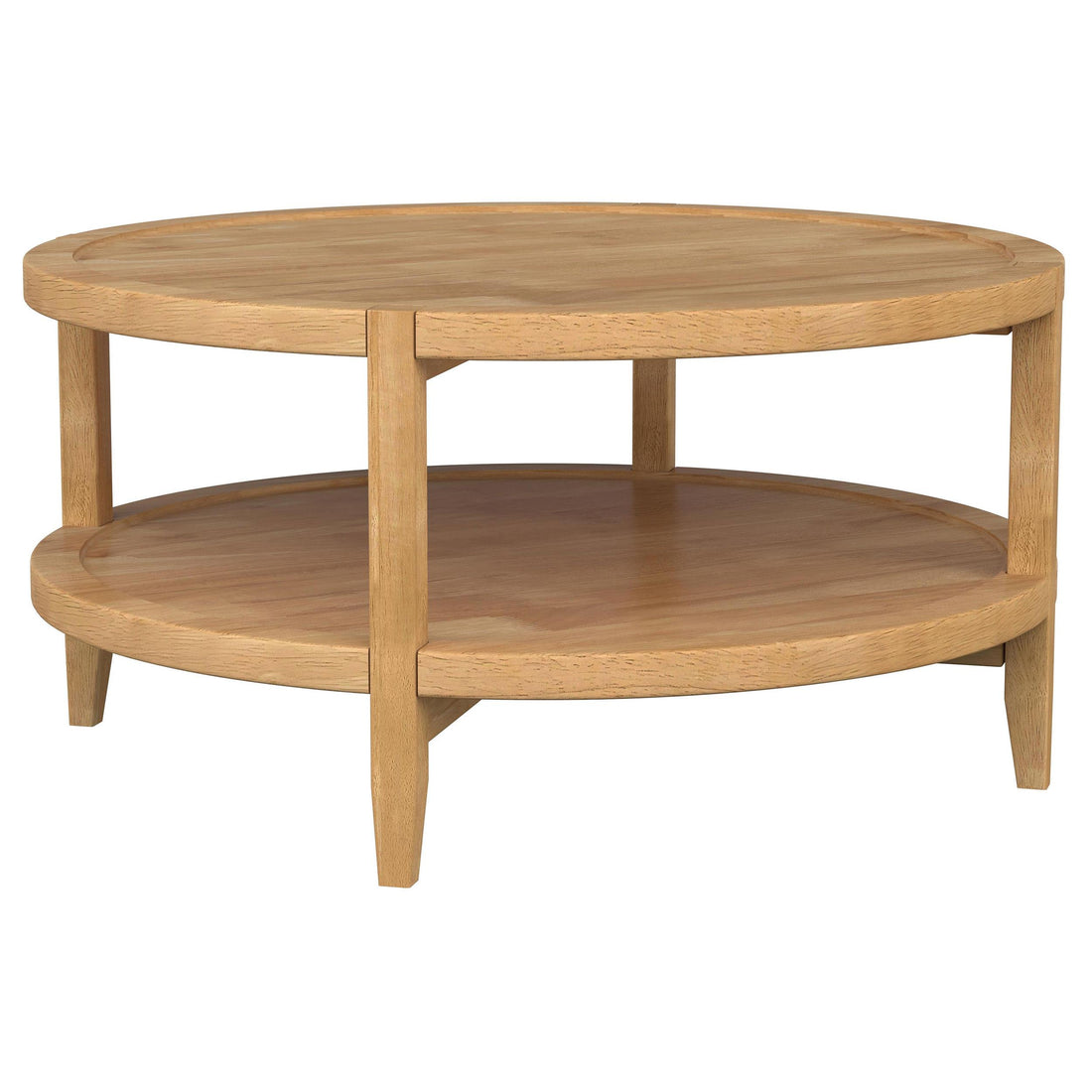  Coaster Furniture Camillo 709698 Round Solid Wood Coffee Table - Maple Brown IMAGE 1