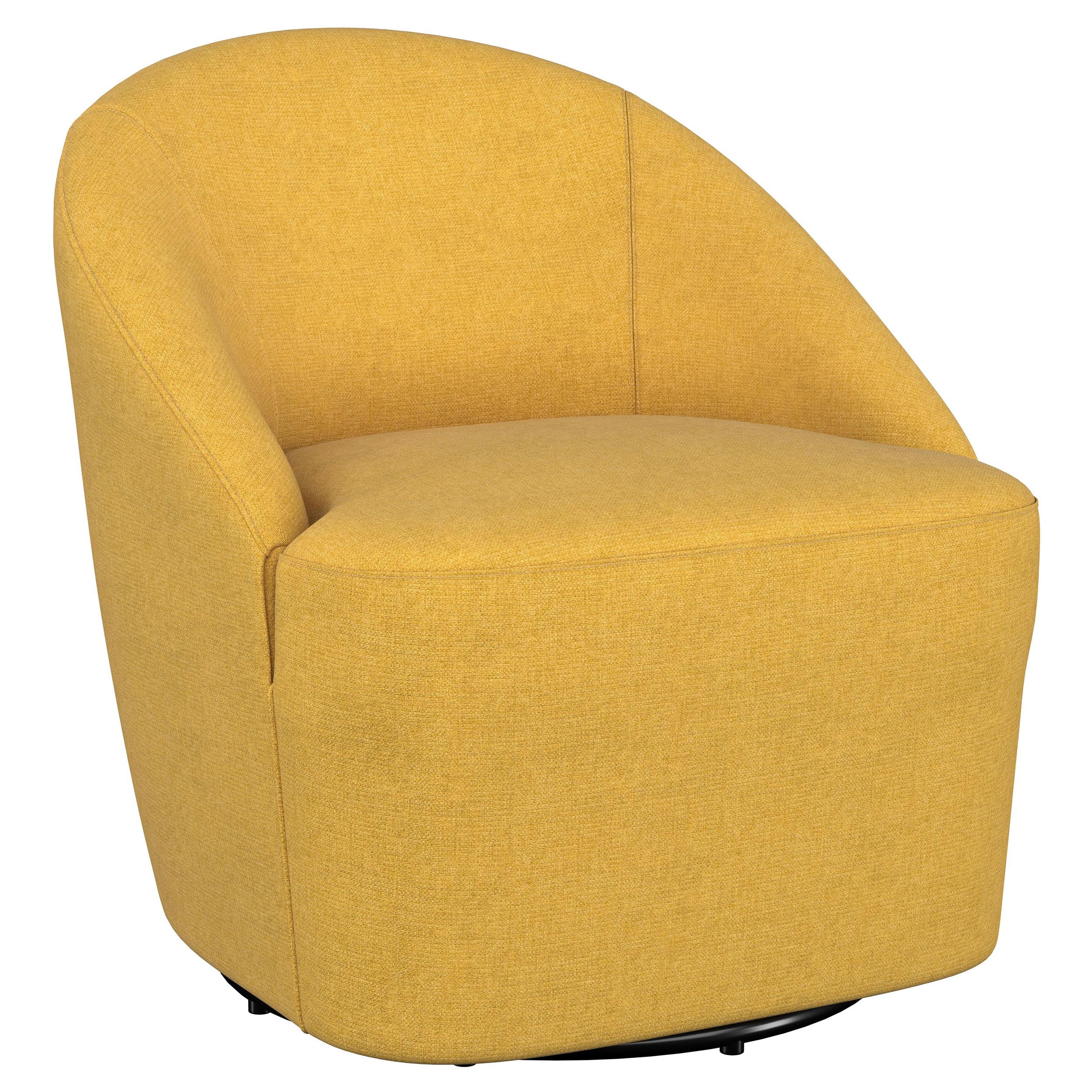  Coaster Furniture Leon 903076 Upholstered Barrel Accent Swivel Chair - Mustard Yellow IMAGE 1