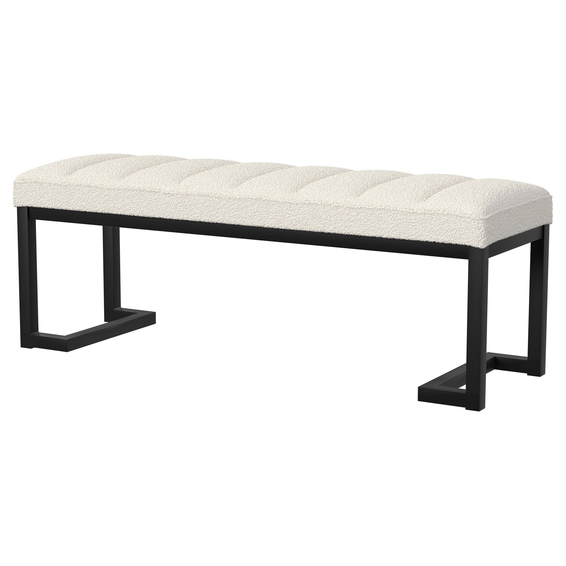  Coaster Furniture Mesa 907514 Boucle Upholstered Tufted Accent Bench - Vanilla IMAGE 3