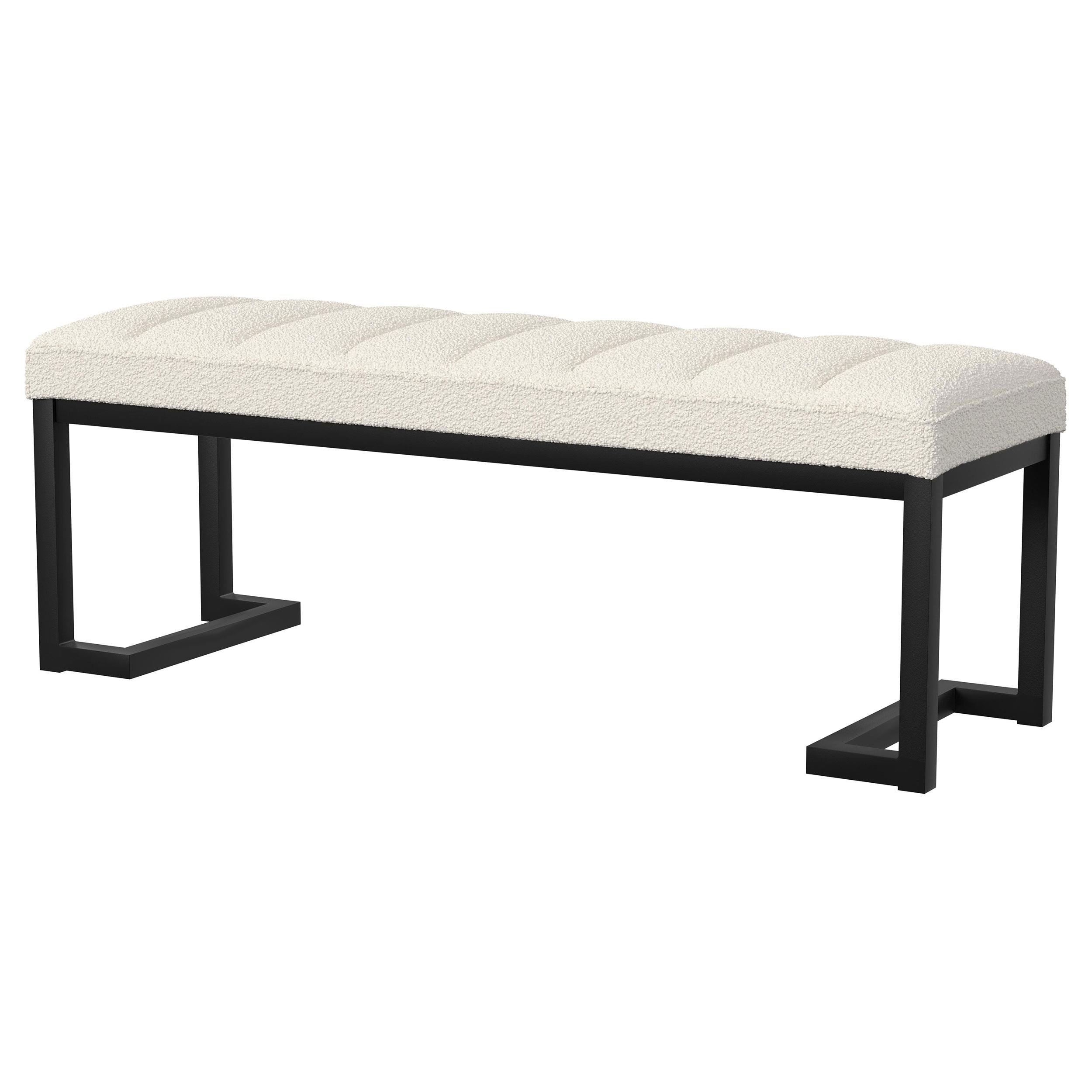  Coaster Furniture Mesa 907514 Boucle Upholstered Tufted Accent Bench - Vanilla IMAGE 3