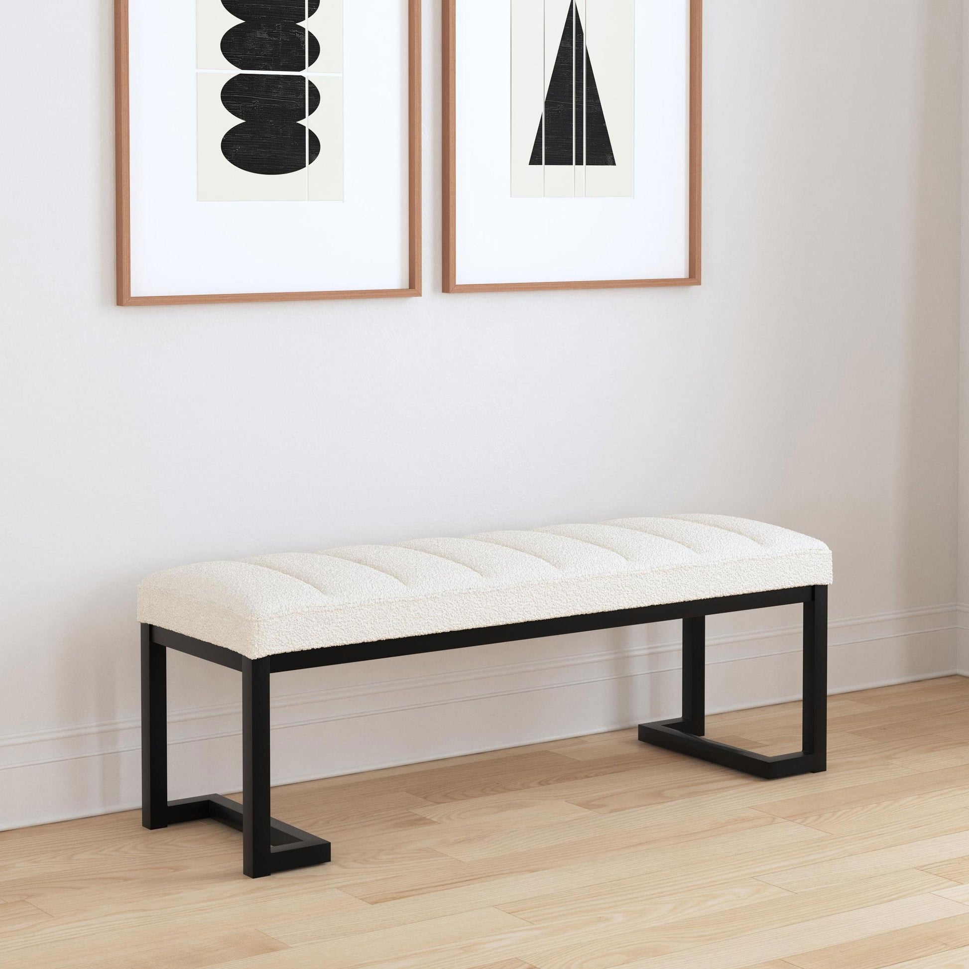  Coaster Furniture Mesa 907514 Boucle Upholstered Tufted Accent Bench - Vanilla IMAGE 5