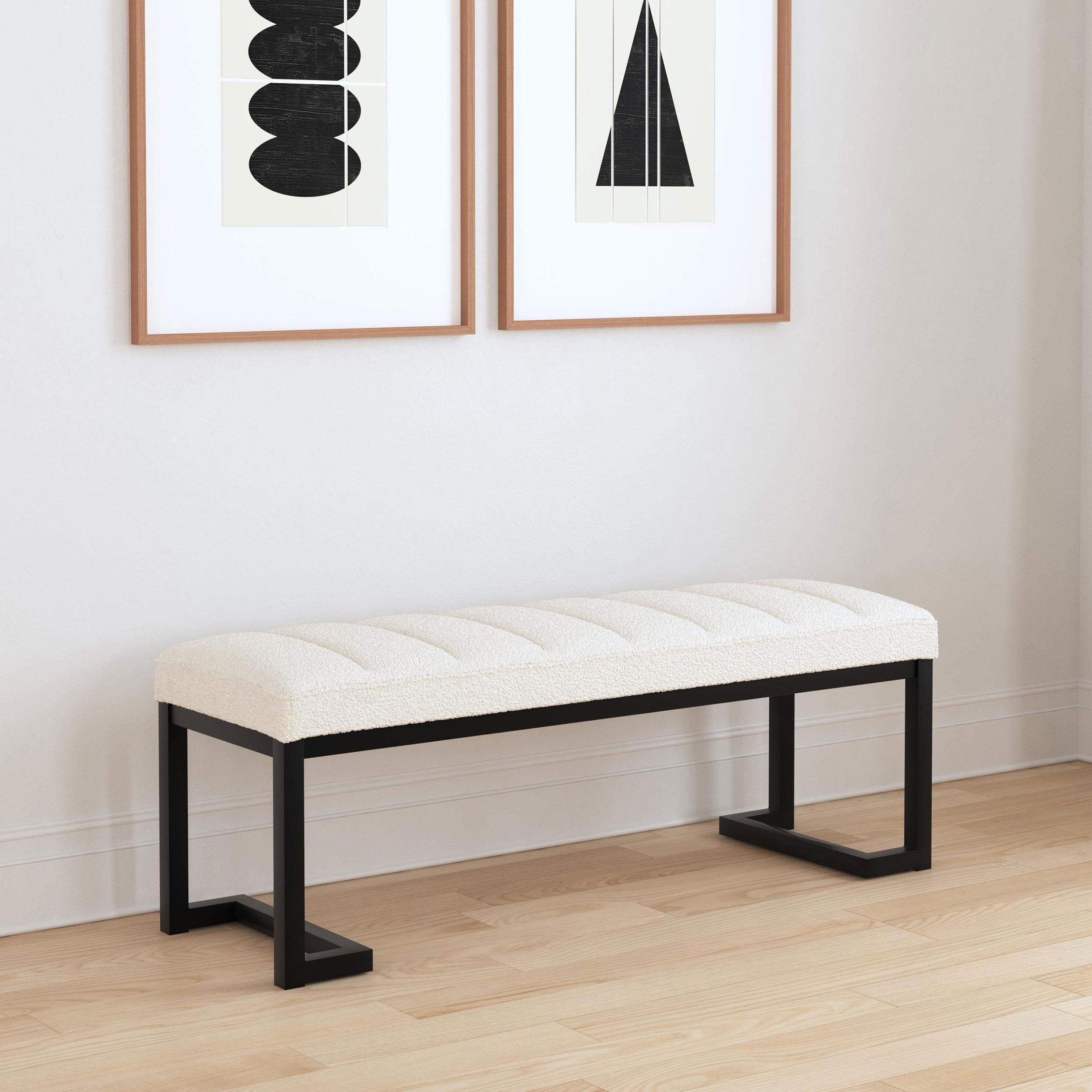  Coaster Furniture Mesa 907514 Boucle Upholstered Tufted Accent Bench - Vanilla IMAGE 5