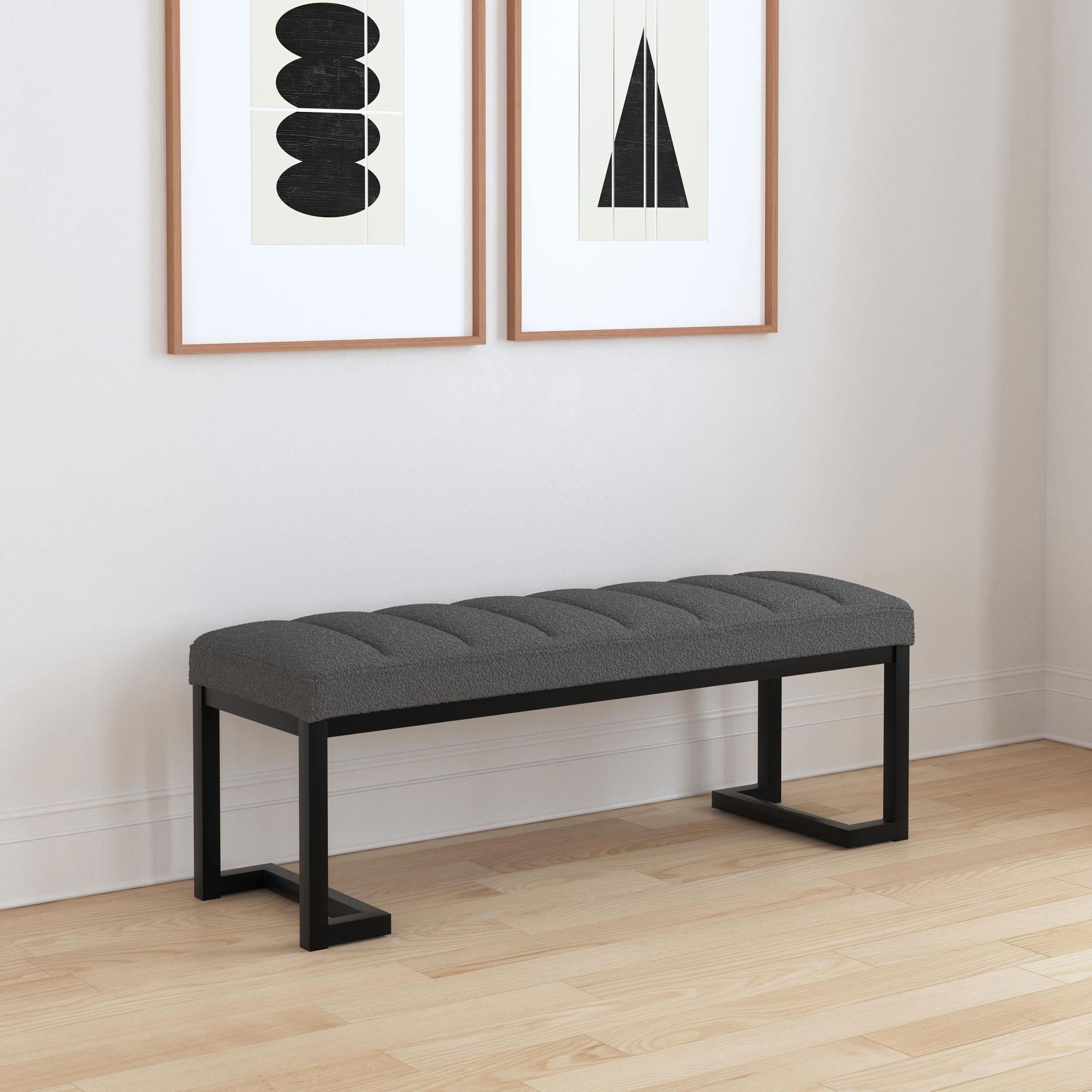  Coaster Furniture Mesa 907516 Boucle Upholstered Tufted Accent Bench - Charcoal IMAGE 5