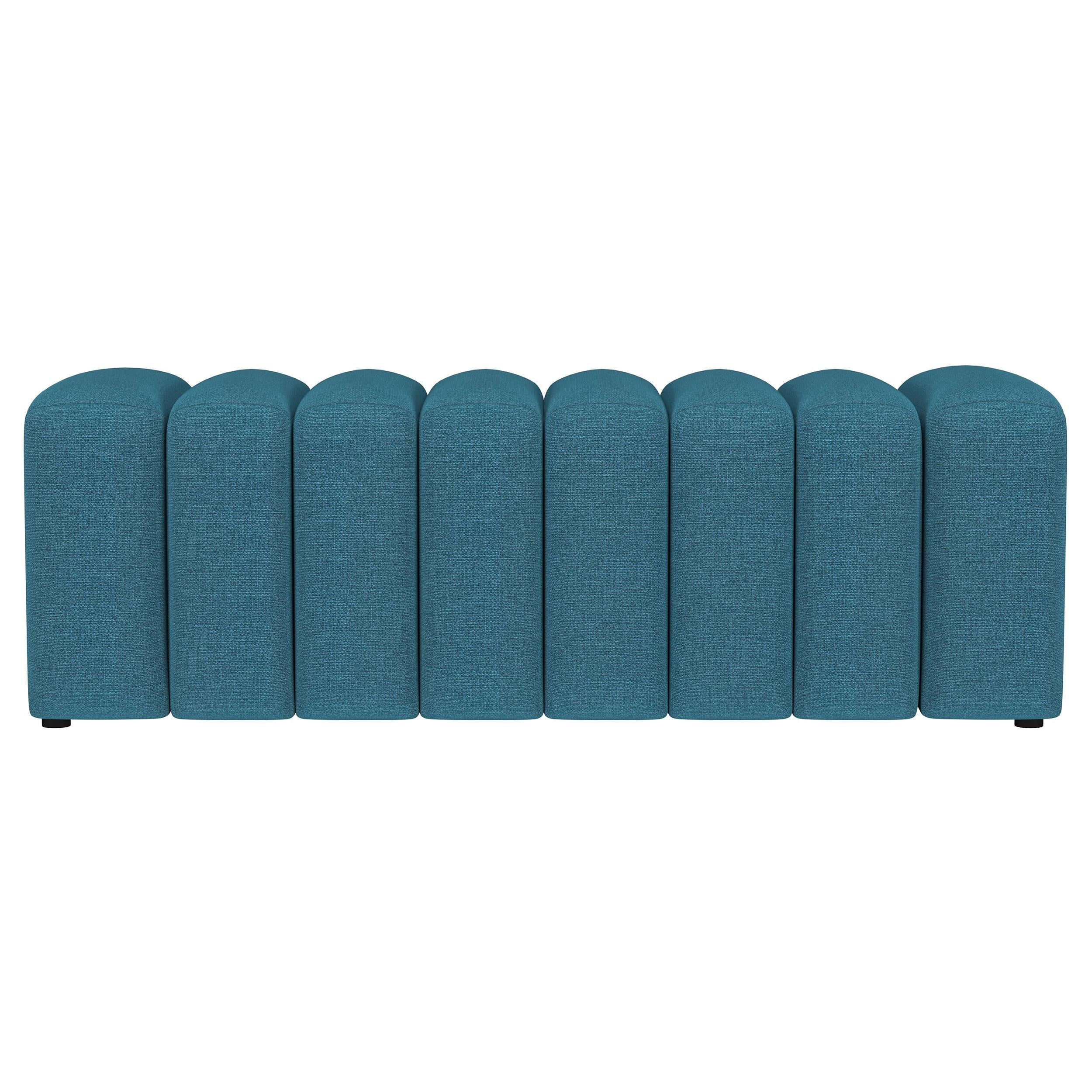  Coaster Furniture Summer 910293 Fabric Upholstered Tufted Accent Bench - Peacock Blue IMAGE 2