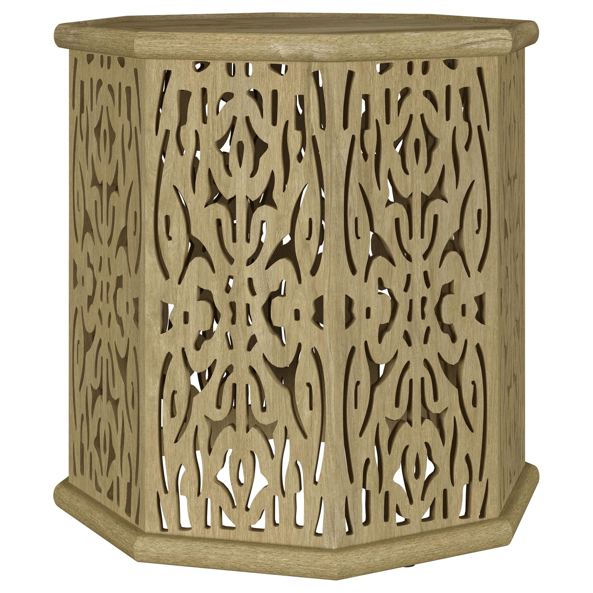  Coaster Furniture Torres 931148 Octagonal Solid Mango Wood Side Table - Natural Brown IMAGE 1