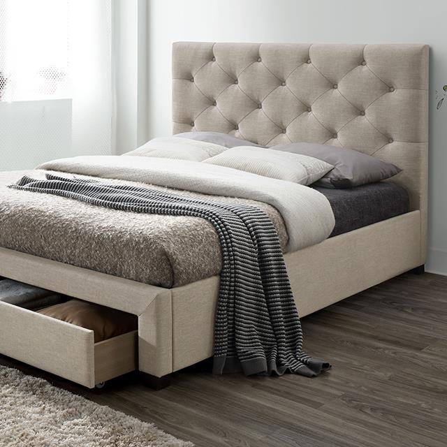  Color_Beige  Size_Queen  -- Sybella CM7218BG-Q Queen Bed IMAGE 1