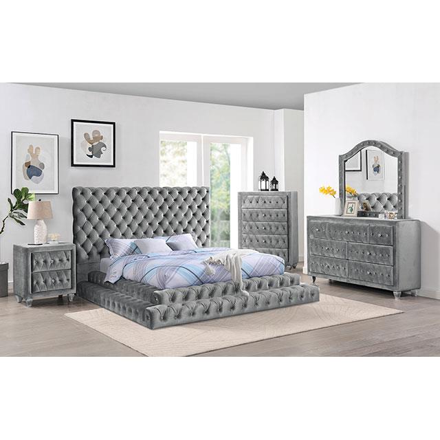  Color_Grey  Size_King  -- Stefania CM7227GY-EK King Bed IMAGE 2