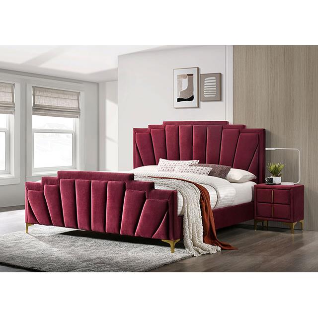  Color_Red/gold  Size_California King  -- Florizel CM7411RD-CK California King Bed IMAGE 2