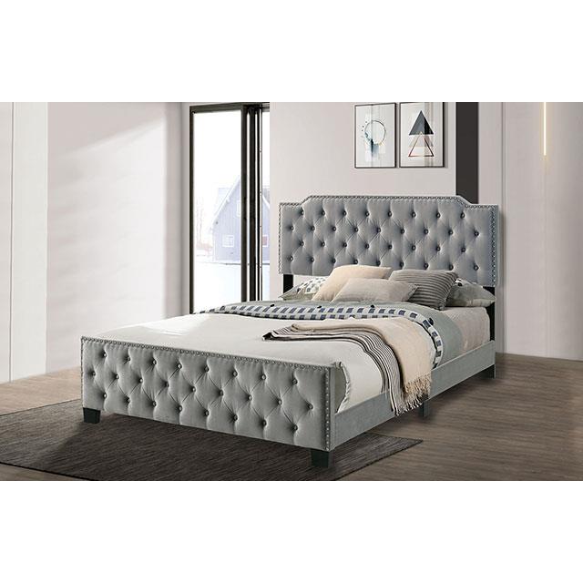  Color_Grey  Size_King  -- Charlize King Upholstered Platform Bed IMAGE 2