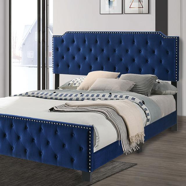  Color_Grey  Size_King  -- Charlize King Upholstered Platform Bed IMAGE 1