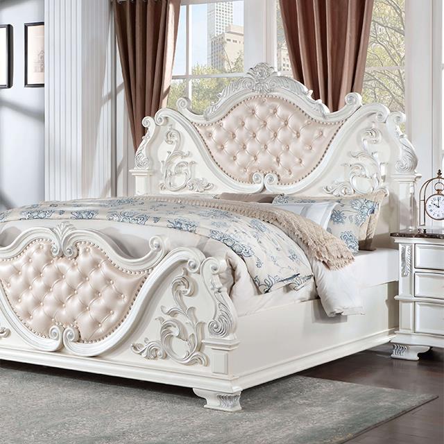  Color_Pearl White  Size_Queen  -- Esparanza CM7478WH-Q Queen Bed IMAGE 1