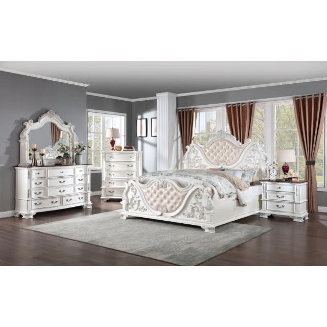  Color_Pearl White  Size_Queen  -- Esparanza CM7478WH-Q Queen Bed IMAGE 2