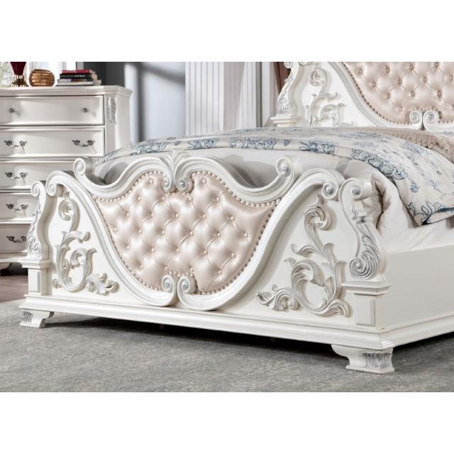  Color_Pearl White  Size_Queen  -- Esparanza CM7478WH-Q Queen Bed IMAGE 4