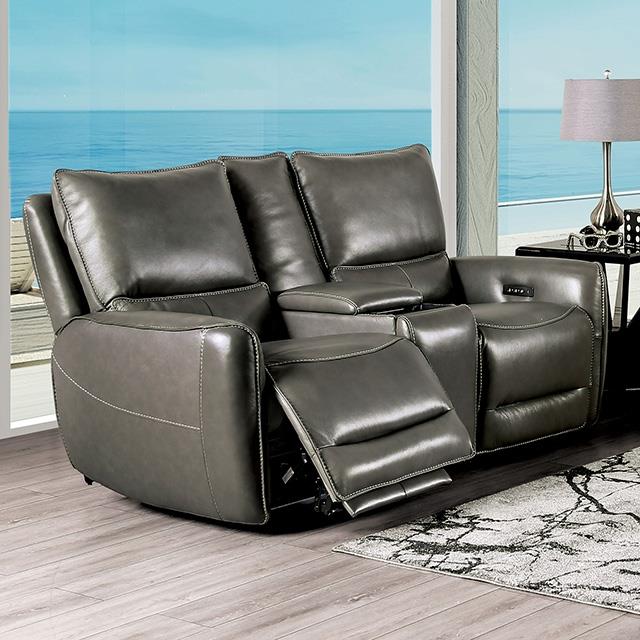  Furniture of America Phineas CM9921GY-LV-PM Power Loveseat IMAGE 1