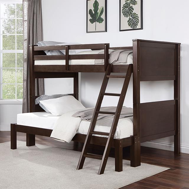  Furniture of America Stamos CM-BK658WN-TF Twin/Full Bunk Bed IMAGE 1