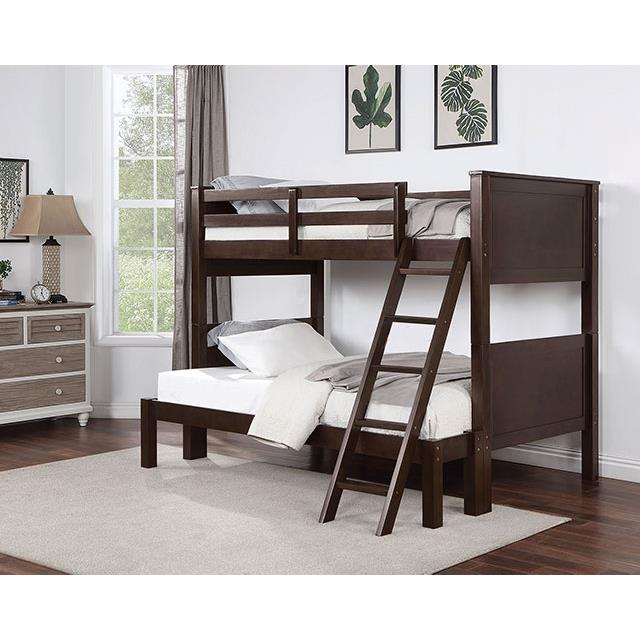  Furniture of America Stamos CM-BK658WN-TF Twin/Full Bunk Bed IMAGE 1