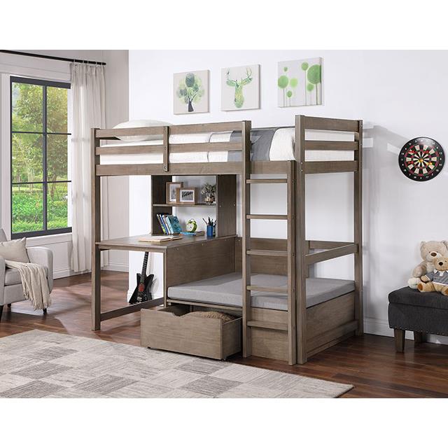  Furniture of America Callistus CM-BK828GY Twin/Workstation Loft Bed IMAGE 1