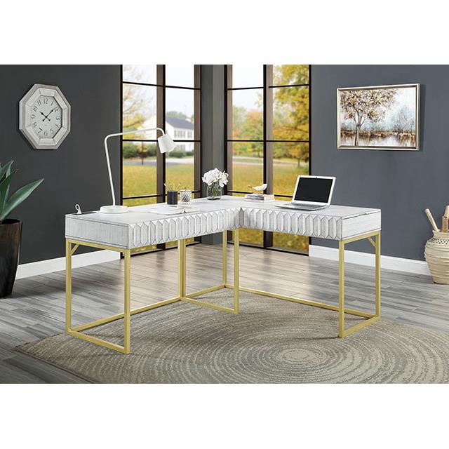  Furniture of America Freiburg CM-DK406WH-PK Corner Desk IMAGE 3