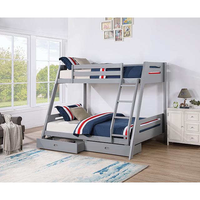  Furniture of America Emilee FM-BK003GY Twin/Full Bunk Bed IMAGE 2