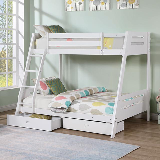  Furniture of America Emilee FM-BK003WH Twin/Full Bunk Bed IMAGE 1