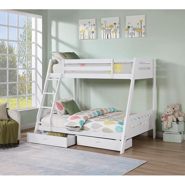  Furniture of America Emilee FM-BK003WH Twin/Full Bunk Bed IMAGE 2