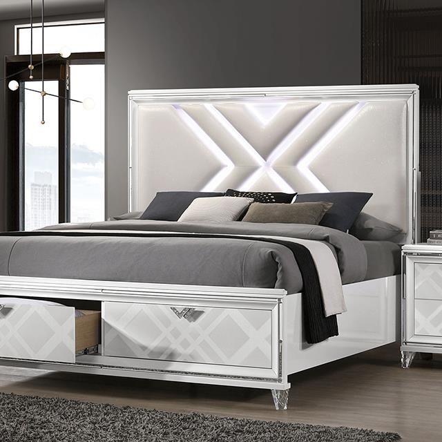  Color_White  Size_Queen  -- Emmeline FOA7147WH-Q Queen Bed IMAGE 1