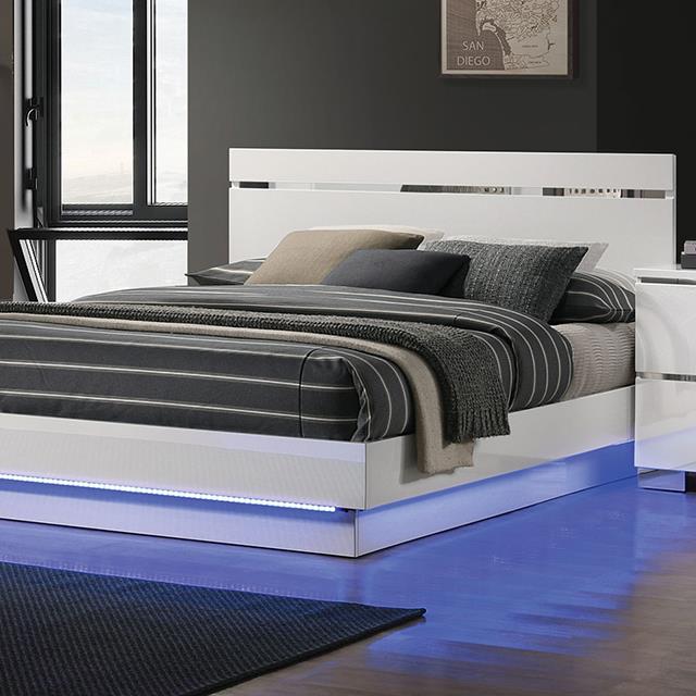  Color_White/chrome  Size_King  -- Erlach FOA7189WH-EK King Bed IMAGE 1
