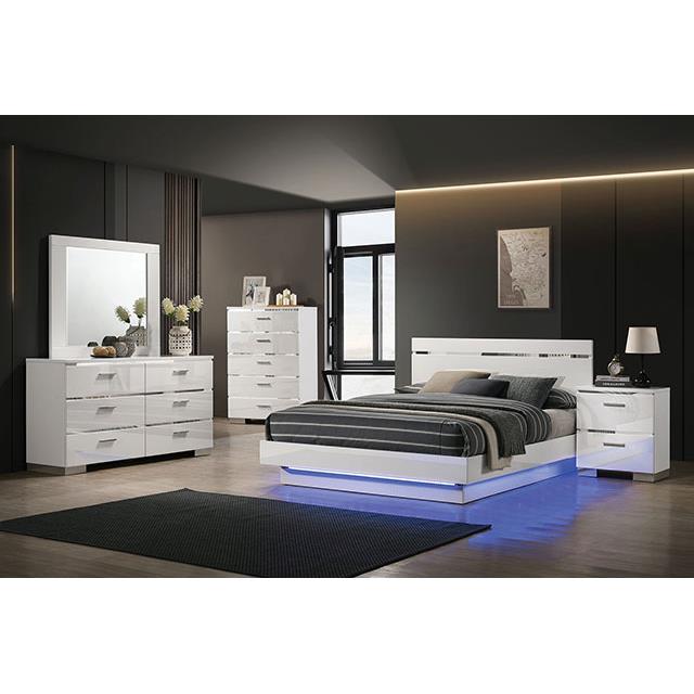  Color_White/chrome  Size_Queen  -- Erlach FOA7189WH-Q Queen Bed IMAGE 2