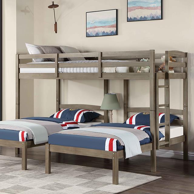  Furniture of America Hortense FOA-BK659GY Triple Twin Bed IMAGE 1