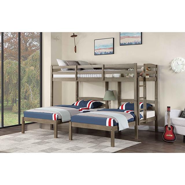  Furniture of America Hortense FOA-BK659GY Triple Twin Bed IMAGE 2