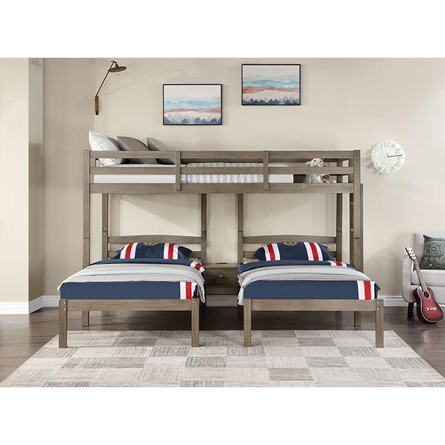  Furniture of America Hortense FOA-BK659GY Triple Twin Bed IMAGE 3