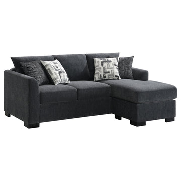  Coaster Furniture Storey 504777 Upholstered Sleeper Sectional Chaise Sofa - Dark Grey IMAGE 1