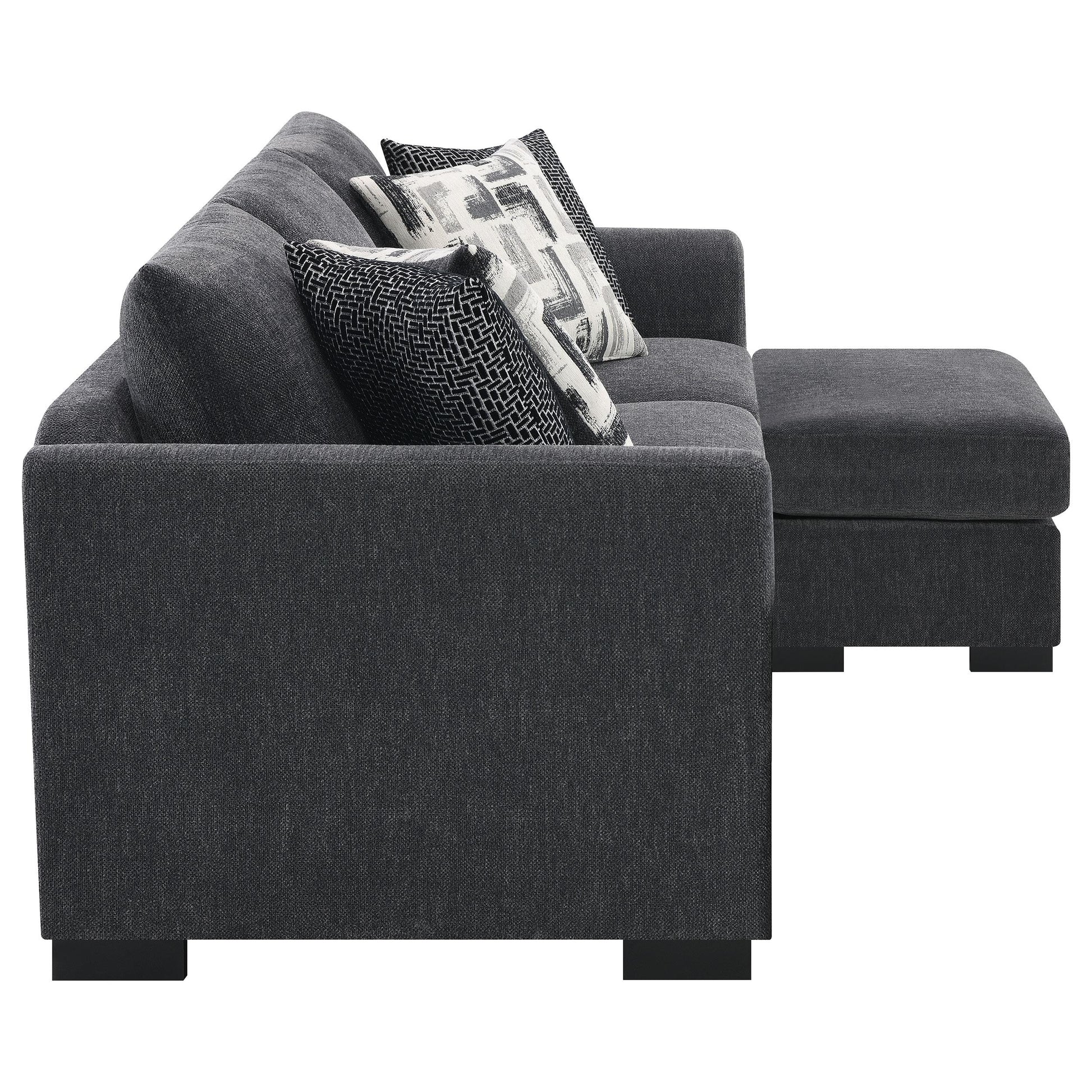  Coaster Furniture Storey 504777 Upholstered Sleeper Sectional Chaise Sofa - Dark Grey IMAGE 12