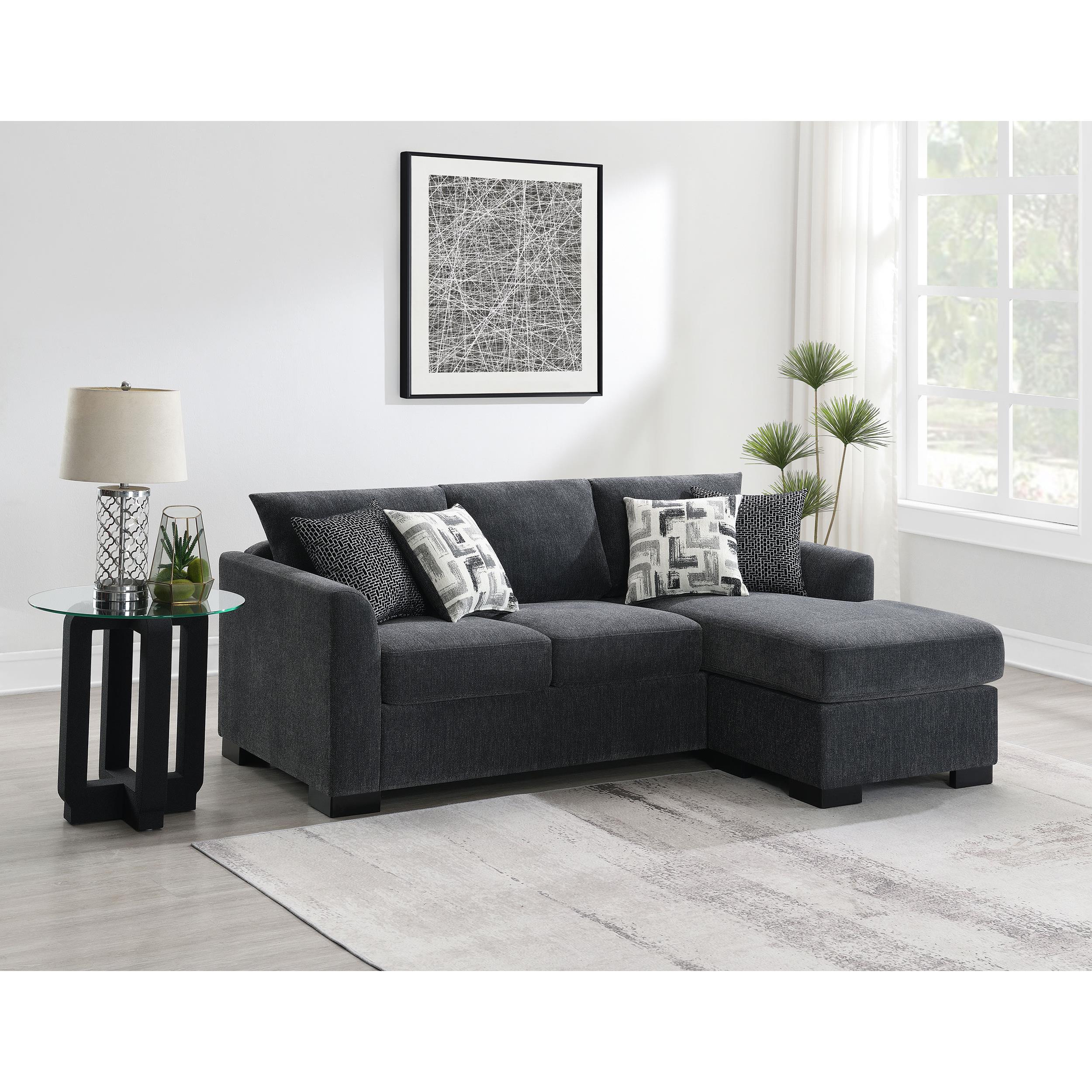  Coaster Furniture Storey 504777 Upholstered Sleeper Sectional Chaise Sofa - Dark Grey IMAGE 14
