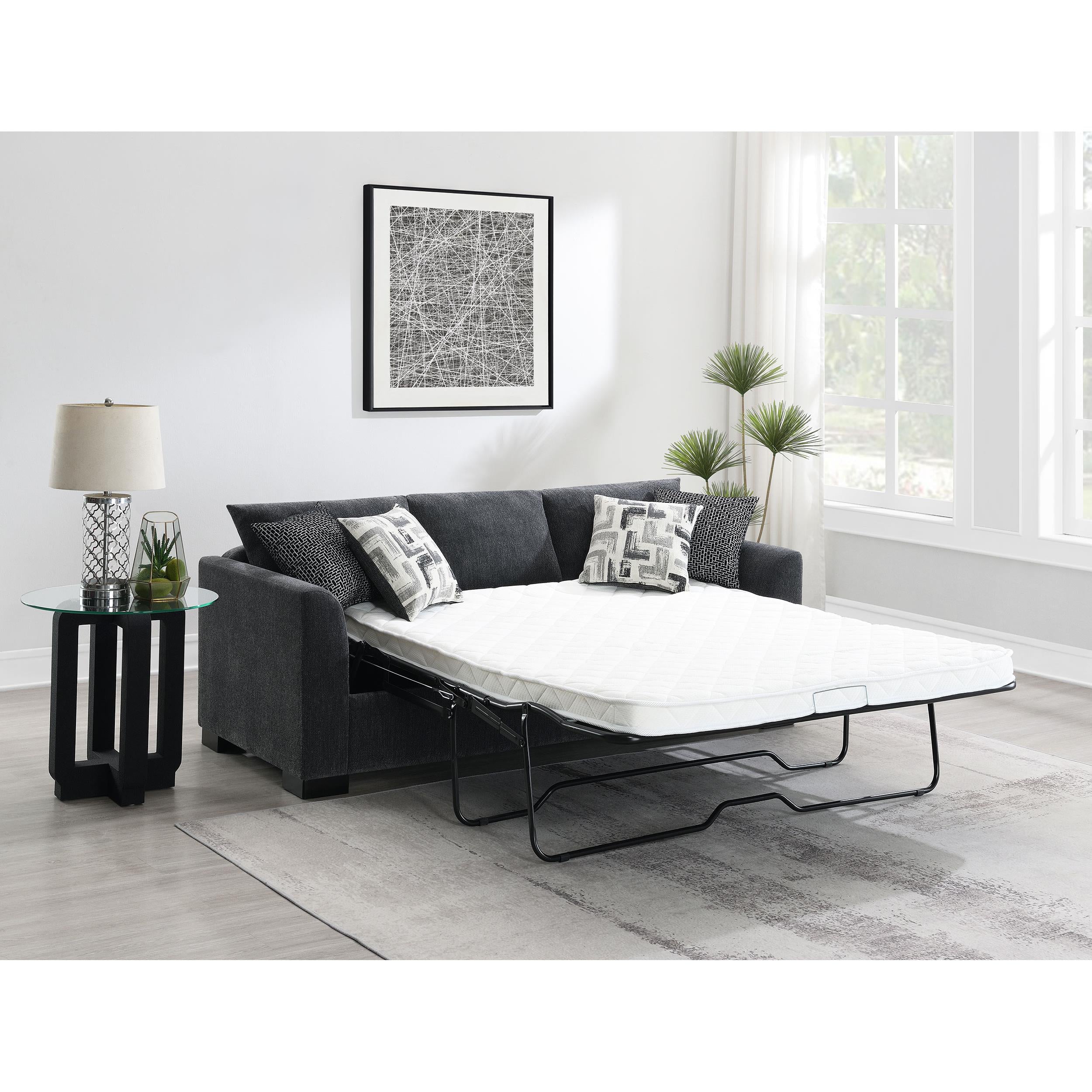  Coaster Furniture Storey 504777 Upholstered Sleeper Sectional Chaise Sofa - Dark Grey IMAGE 15