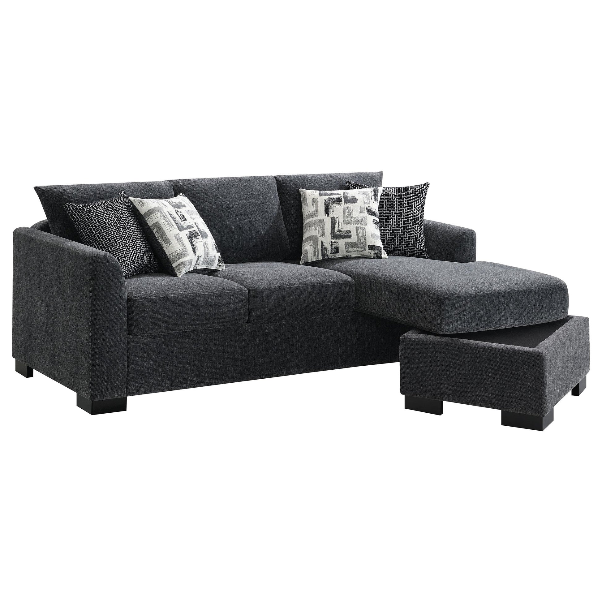  Coaster Furniture Storey 504777 Upholstered Sleeper Sectional Chaise Sofa - Dark Grey IMAGE 2