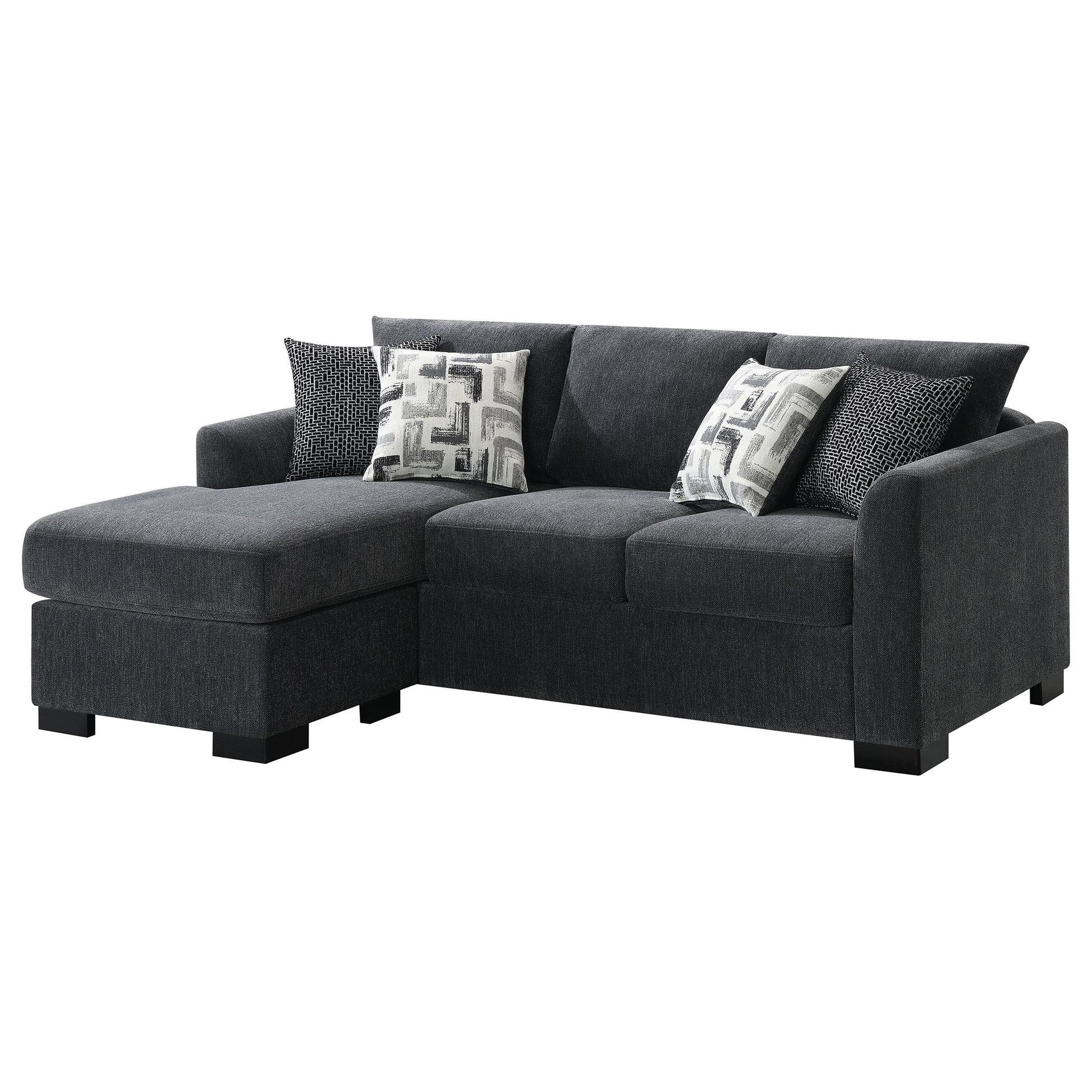  Coaster Furniture Storey 504777 Upholstered Sleeper Sectional Chaise Sofa - Dark Grey IMAGE 4
