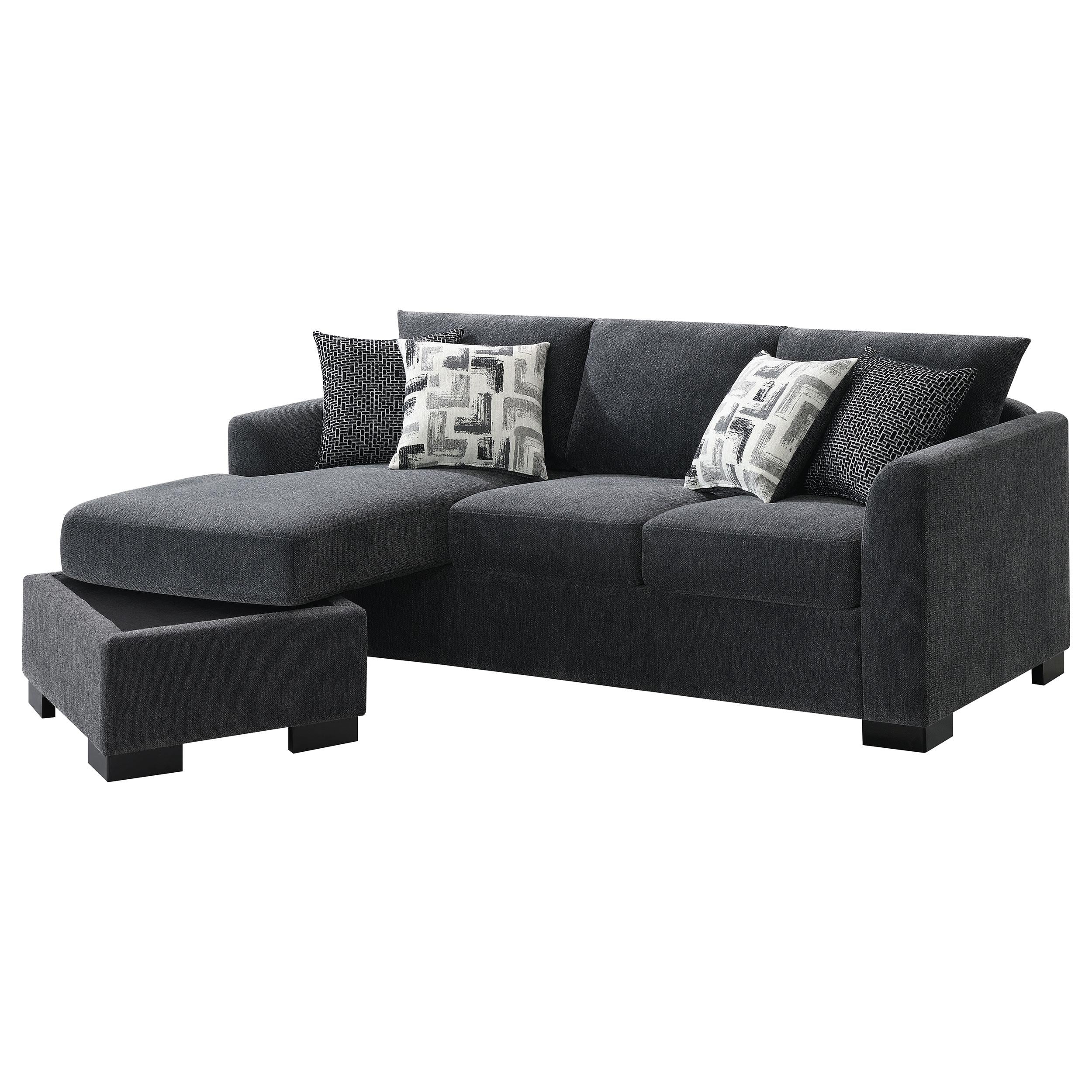  Coaster Furniture Storey 504777 Upholstered Sleeper Sectional Chaise Sofa - Dark Grey IMAGE 5