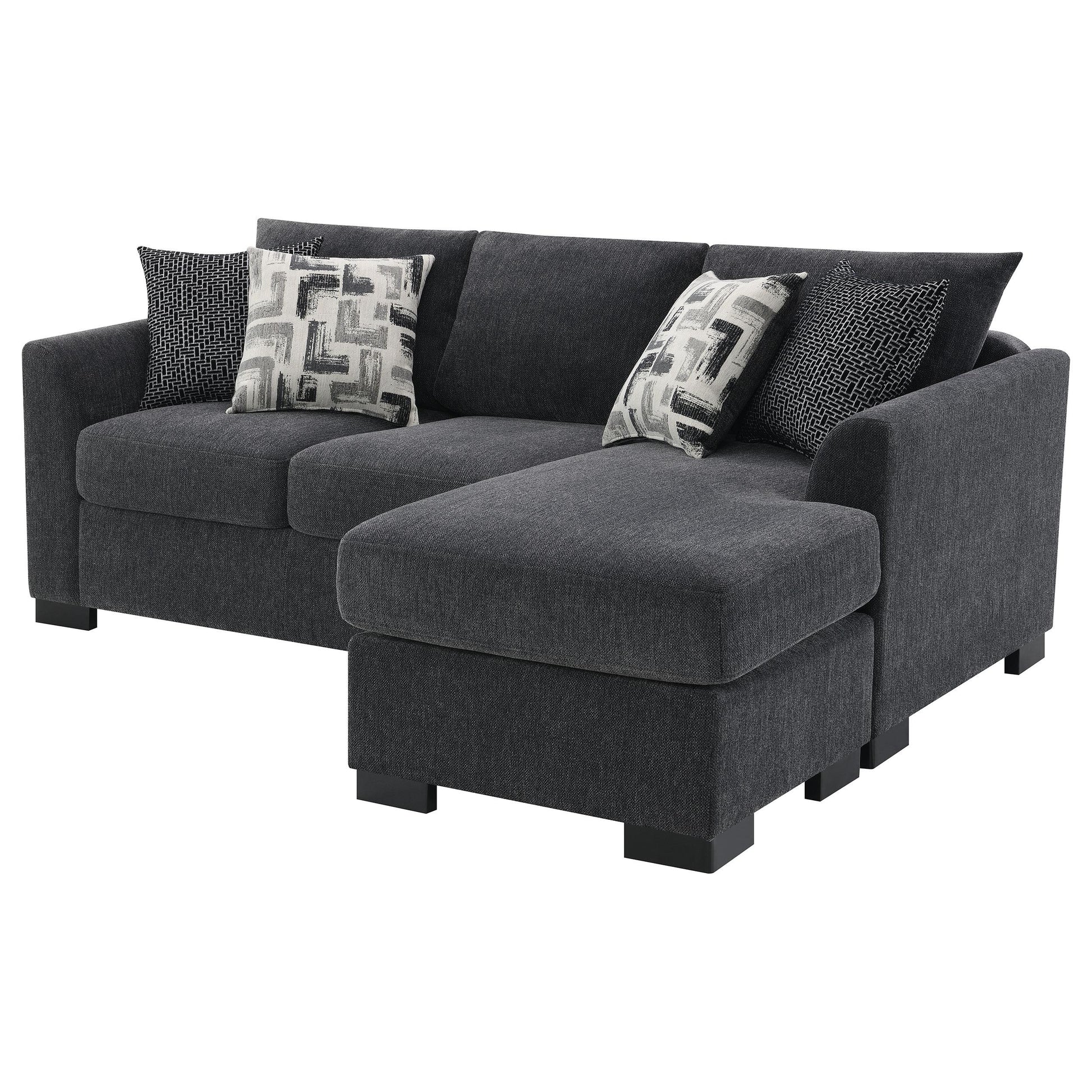  Coaster Furniture Storey 504777 Upholstered Sleeper Sectional Chaise Sofa - Dark Grey IMAGE 8