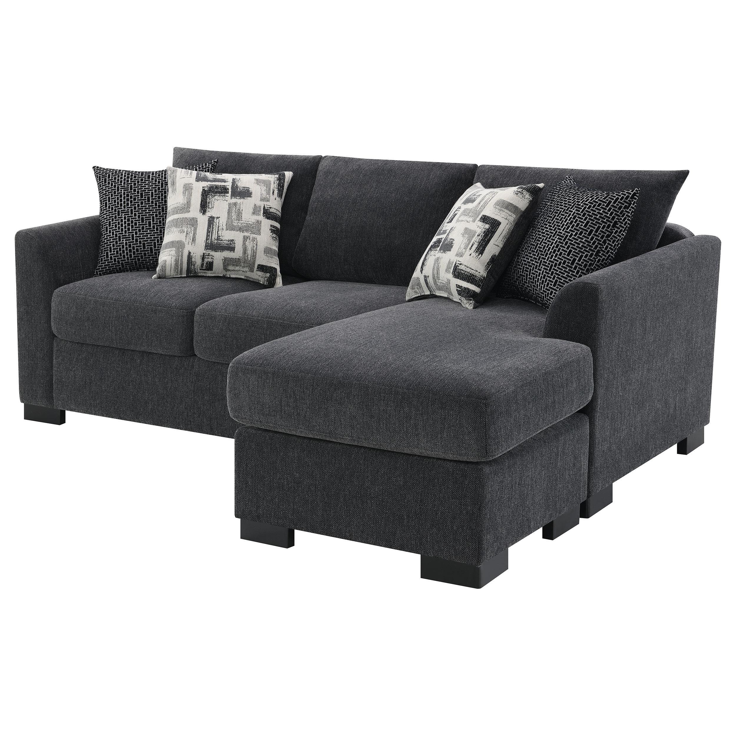  Coaster Furniture Storey 504777 Upholstered Sleeper Sectional Chaise Sofa - Dark Grey IMAGE 8