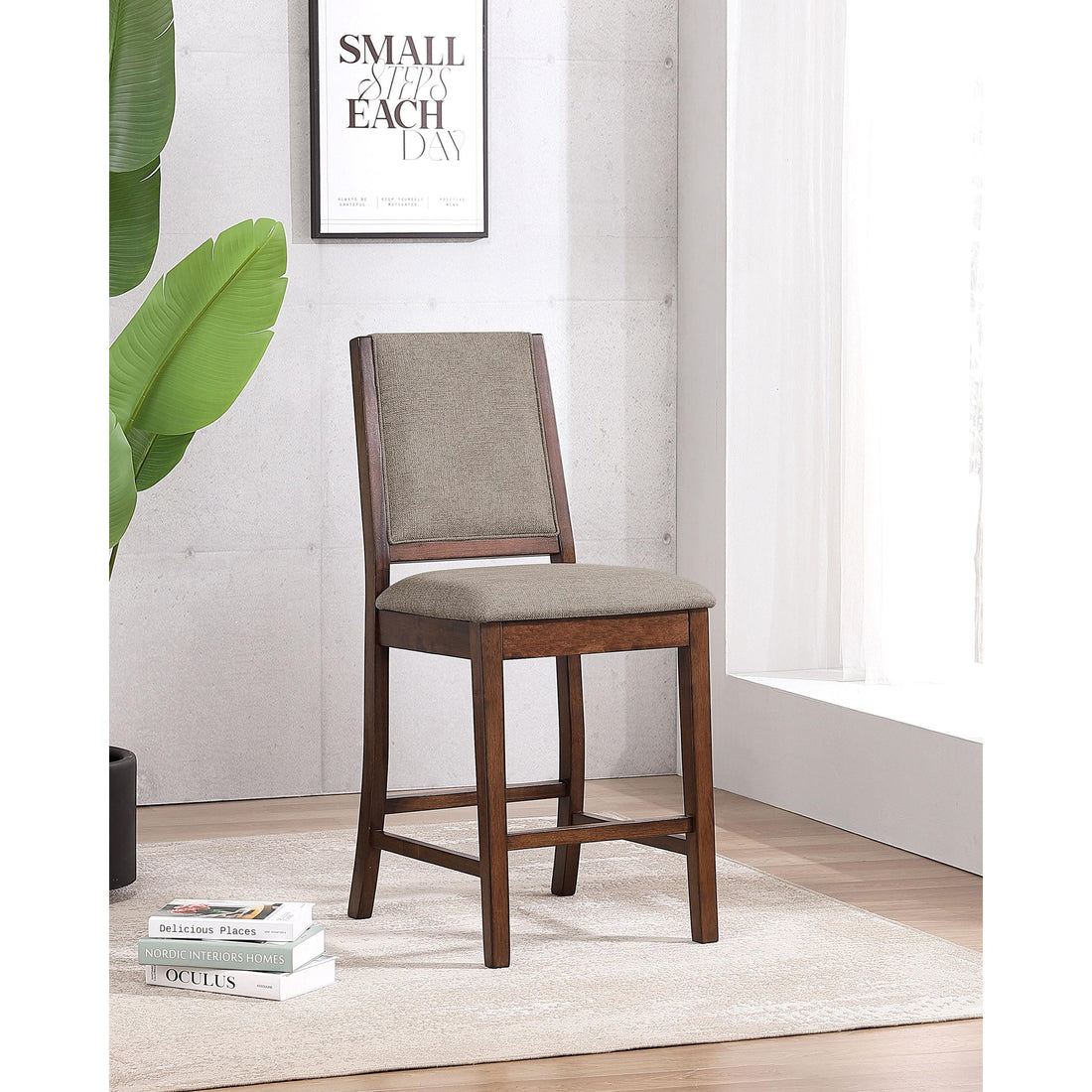 Coaster Furniture Patterson 108889 Upholstered Counter Chair - Mango Oak IMAGE 1