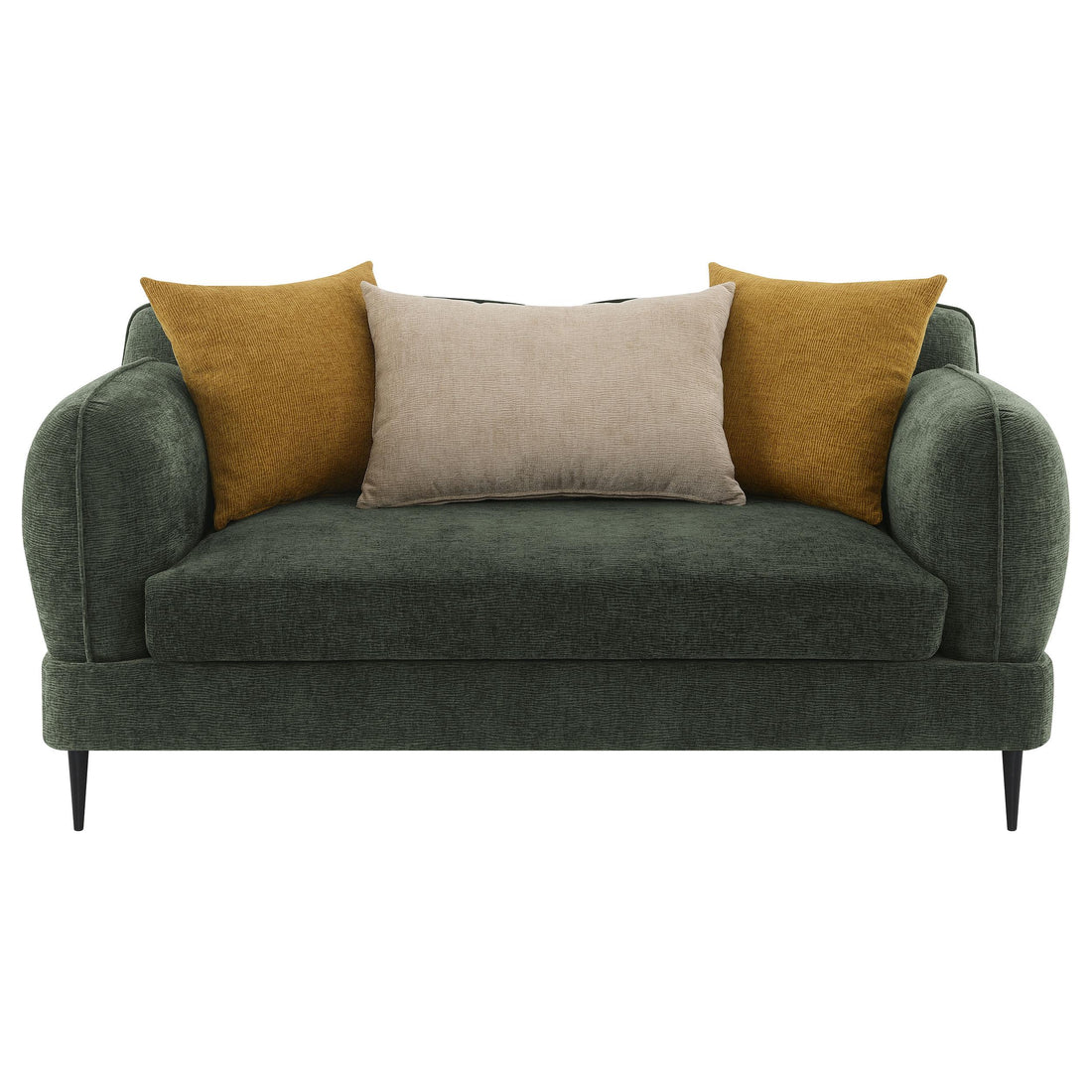  Coaster Furniture Jade 509132 Chenille Upholstered Modern Track Arm Loveseat - Green IMAGE 1