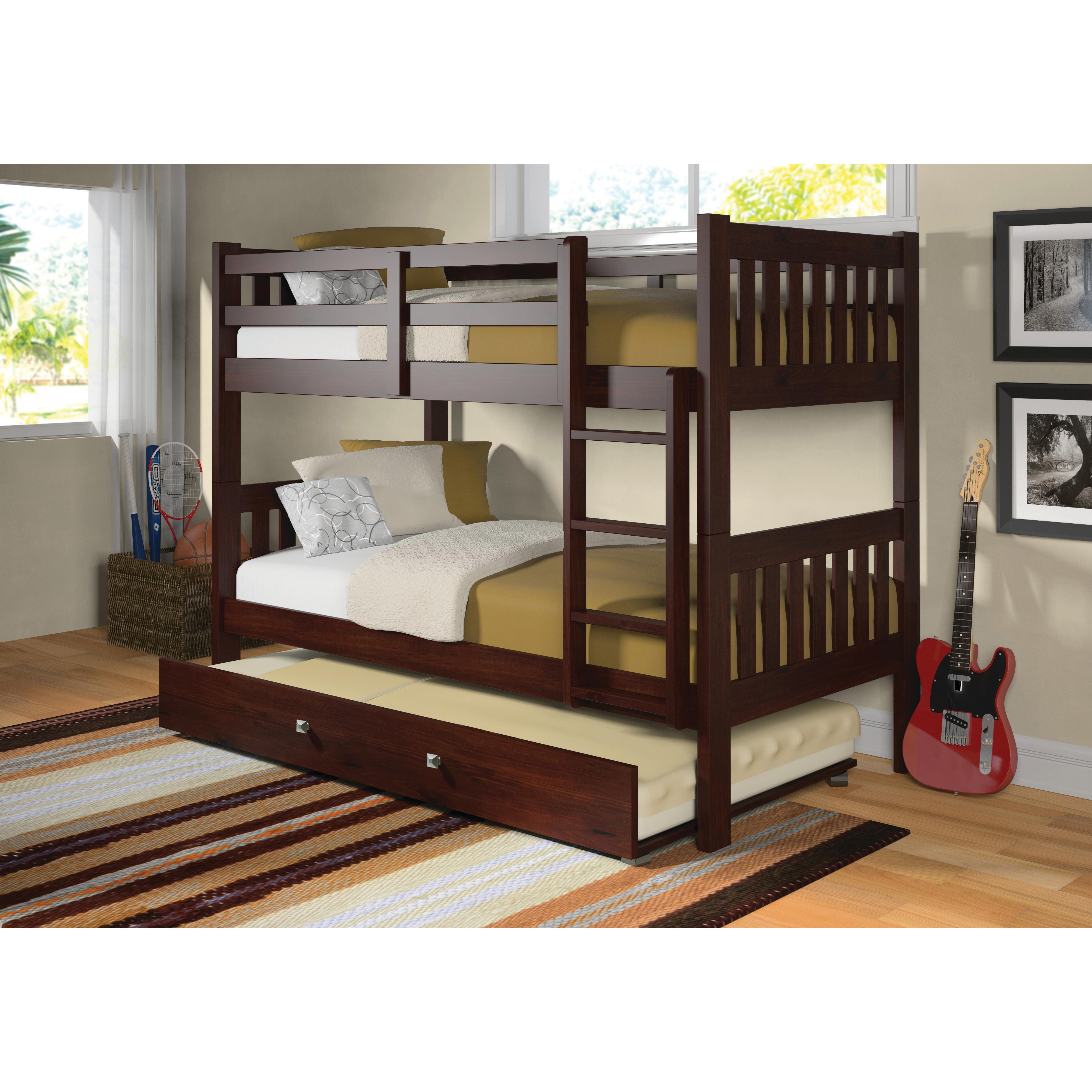  Donco Trading Company Austin Mission 1010-3TTCP_503-CP Twin over Twin Bunkbed with Twin Trundle - Dark Cappuccino IMAGE 1