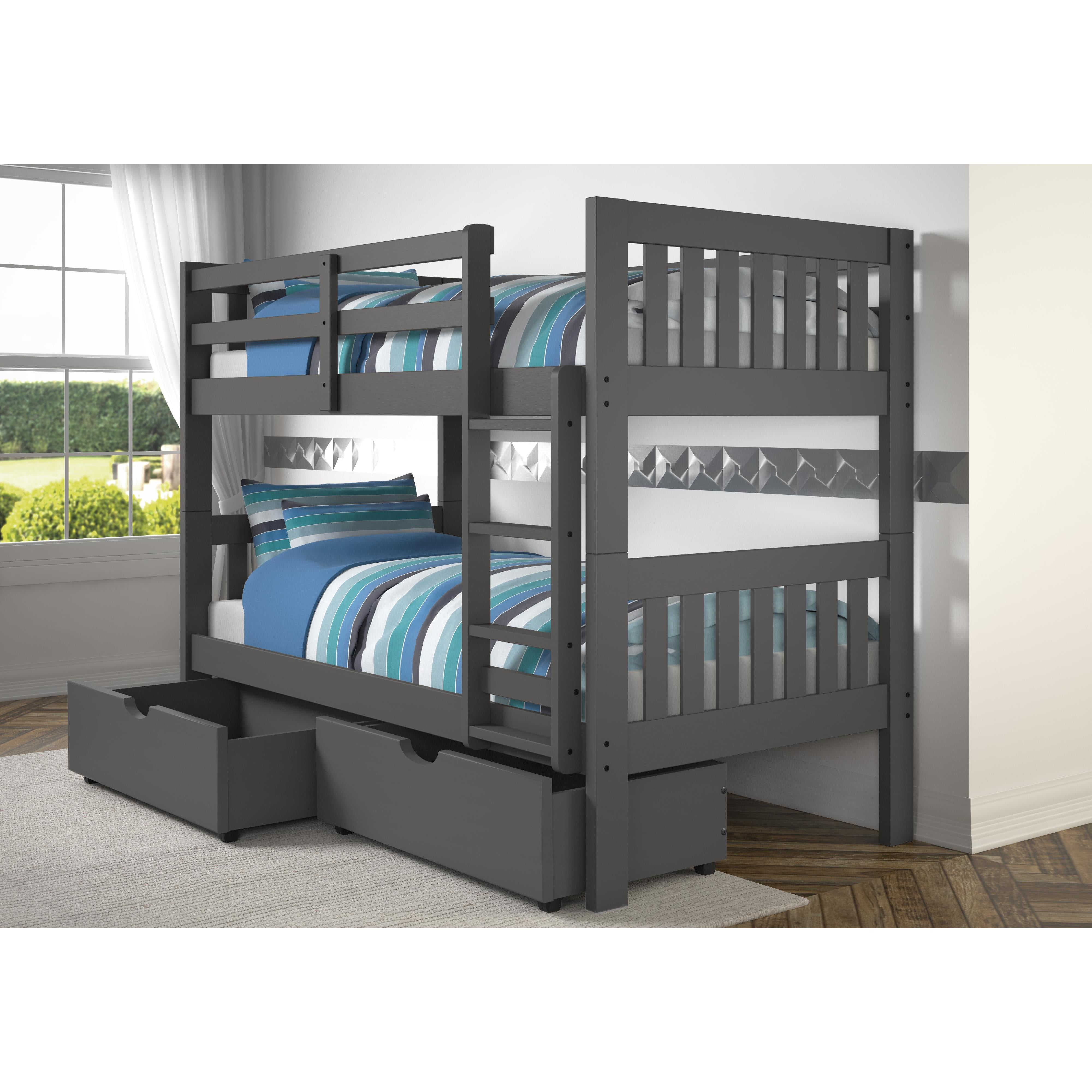  Donco Trading Company Austin Mission 1010-3TTDG_505-DG Twin over Twin Bunkbed with Drawers - Dark Grey IMAGE 1
