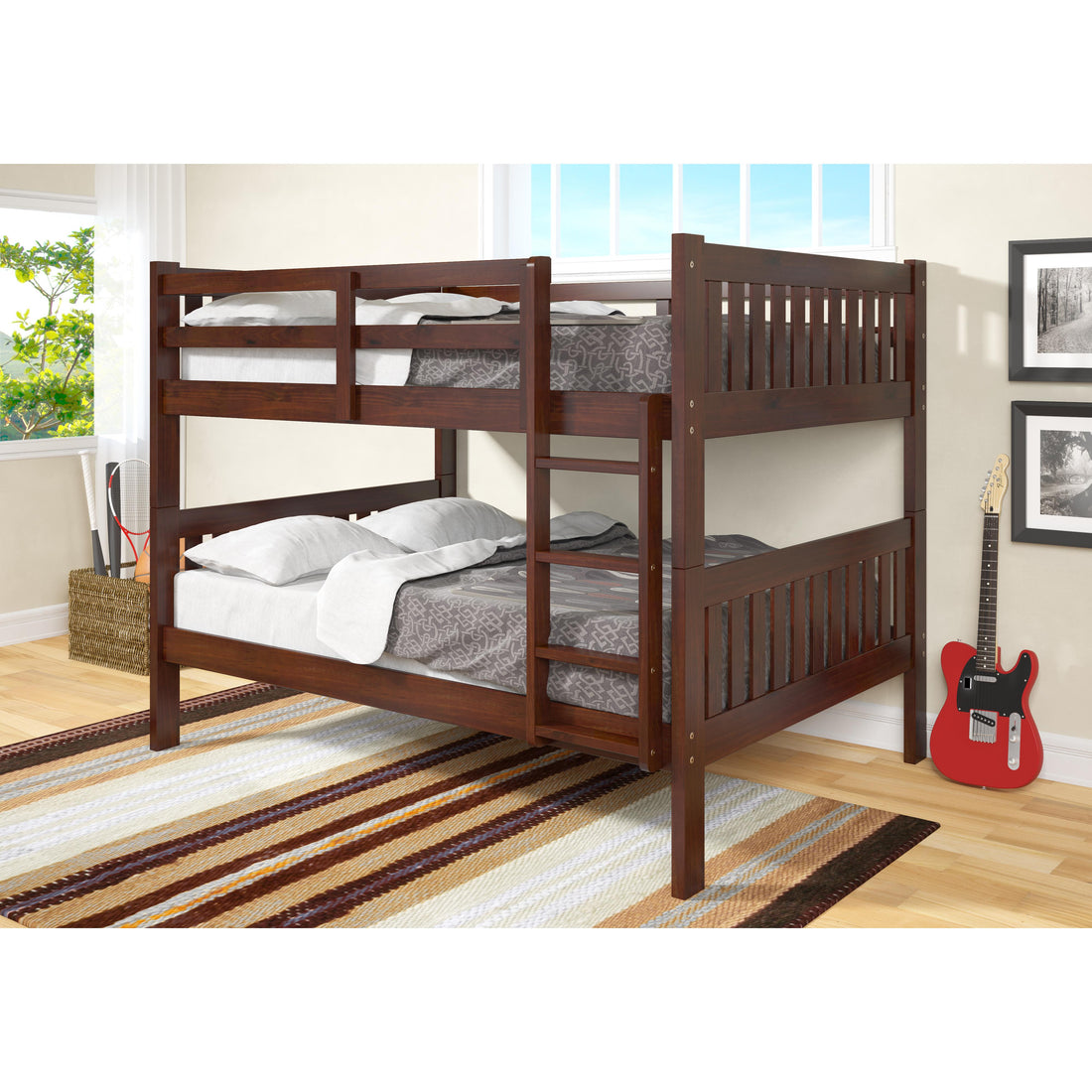  Donco Trading Company Austin Mission 1015-3FFCP Full over Full Bunkbed - Dark Cappuccino IMAGE 1