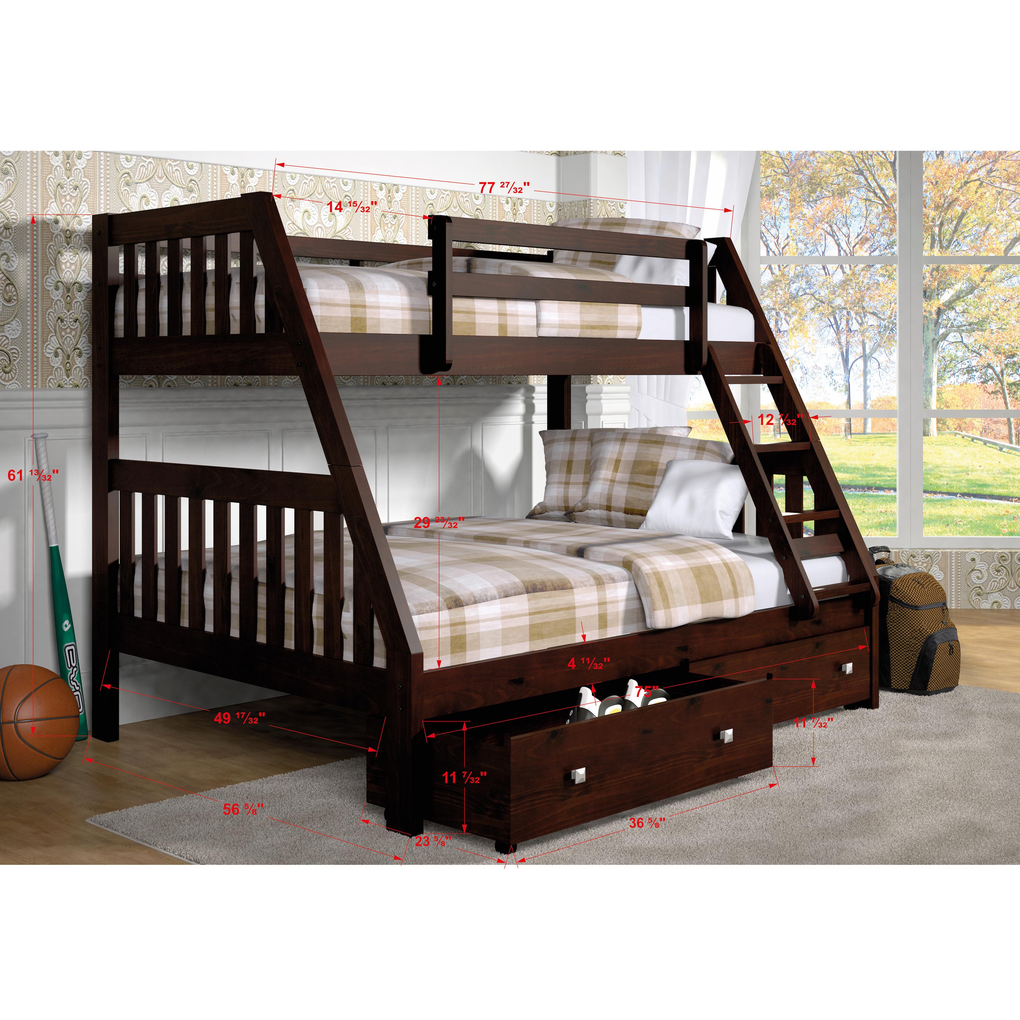  Donco Trading Company Austin Mission 1018-3TFCP_505-CP Twin over Full Bunkbed with Drawers - Dark Cappuccino IMAGE 2
