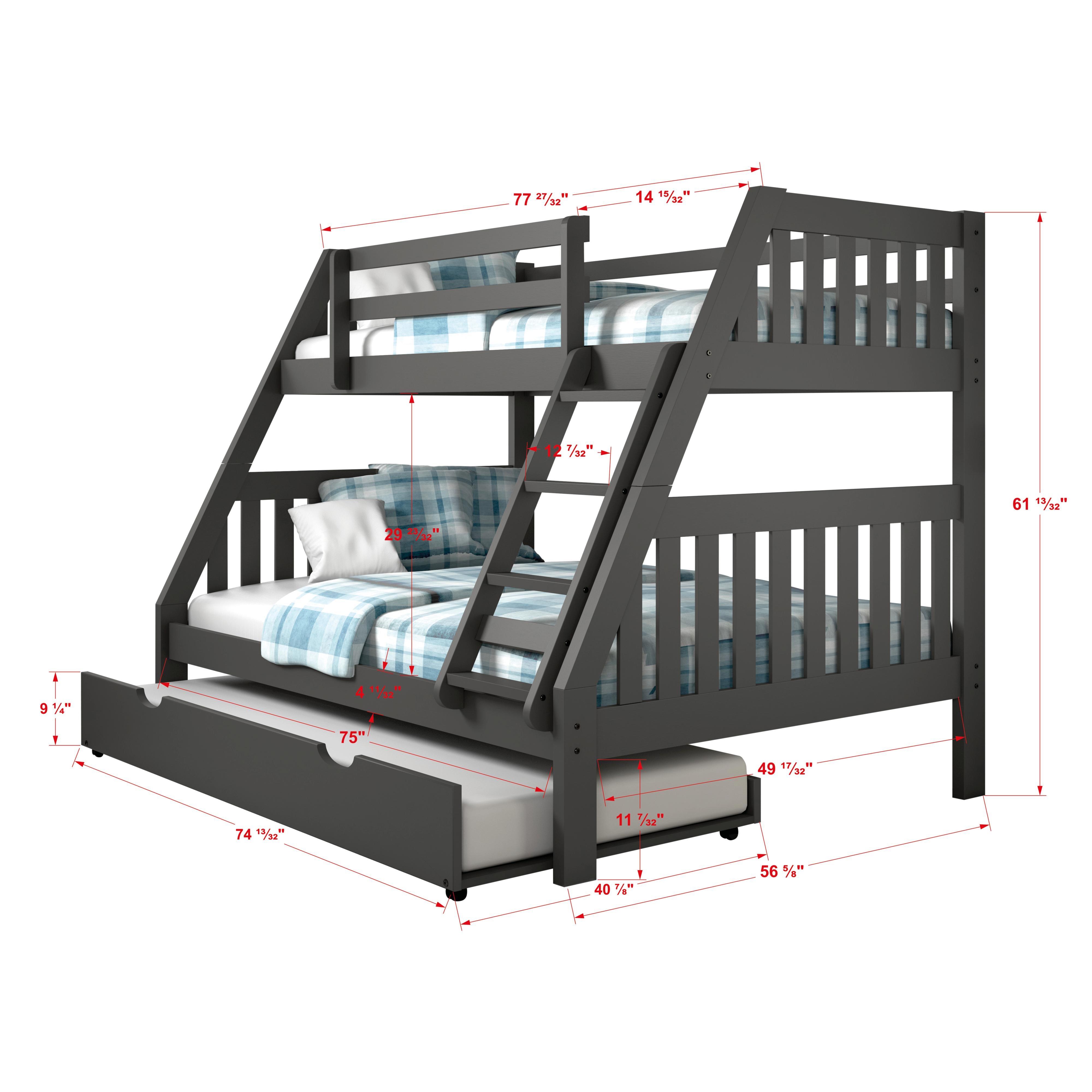  Donco Trading Company Austin Mission 1018-3TFDG_503-DG Twin over Full Bunkbed with Twin Trundle - Dark Grey IMAGE 3