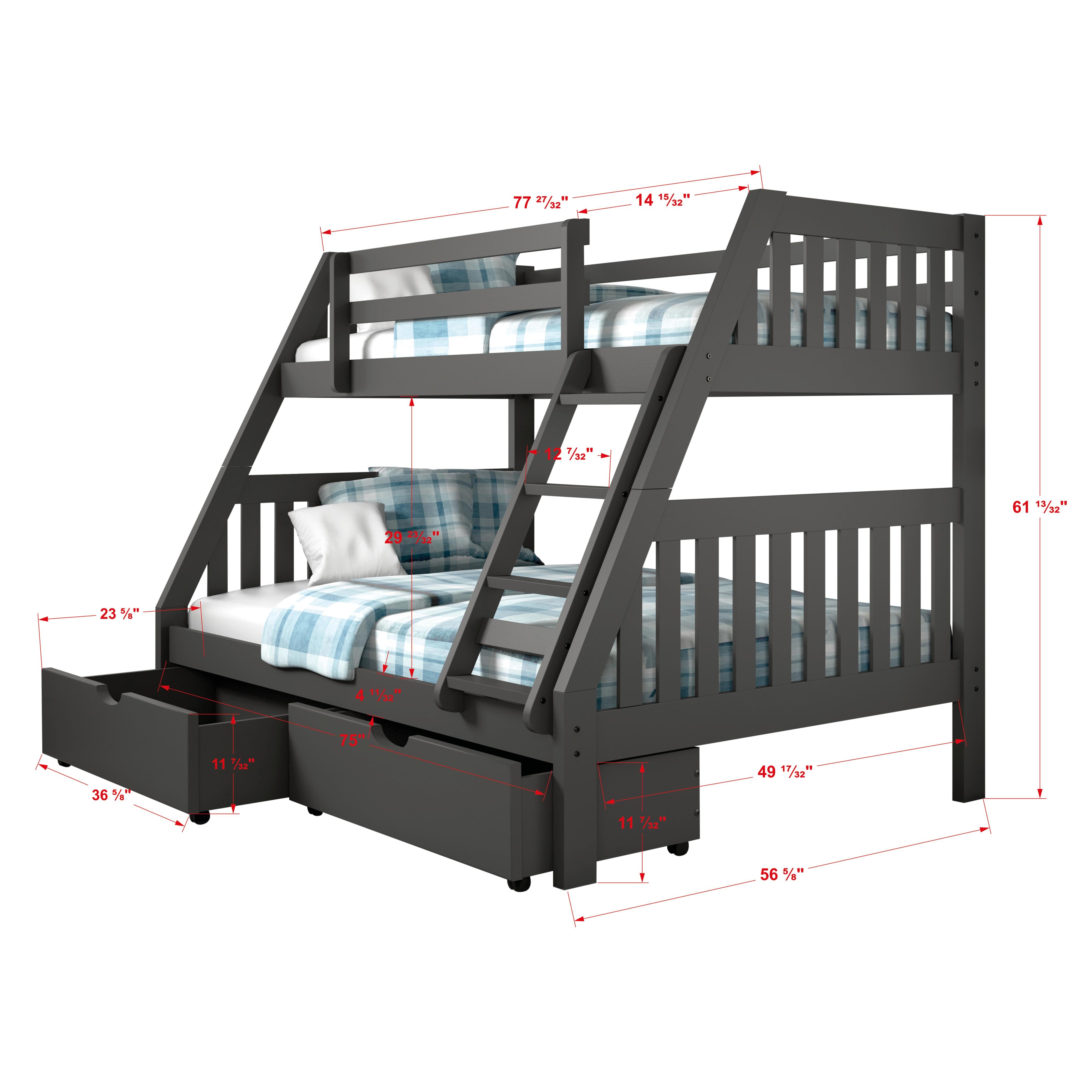  Donco Trading Company Austin Mission 1018-3TFDG_505-DG Twin over Full Bunkbed with Drawers - Dark Grey IMAGE 3