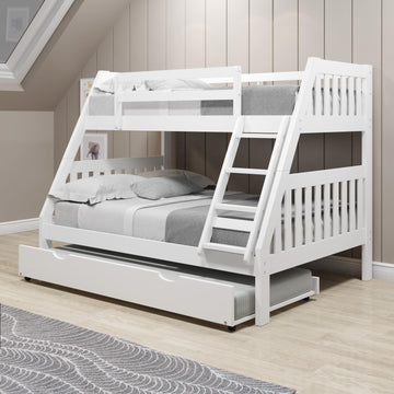  Donco Trading Company Austin Mission 1018-3TFW_503-W Twin over Full Bunkbed with Twin Trundle - White IMAGE 1